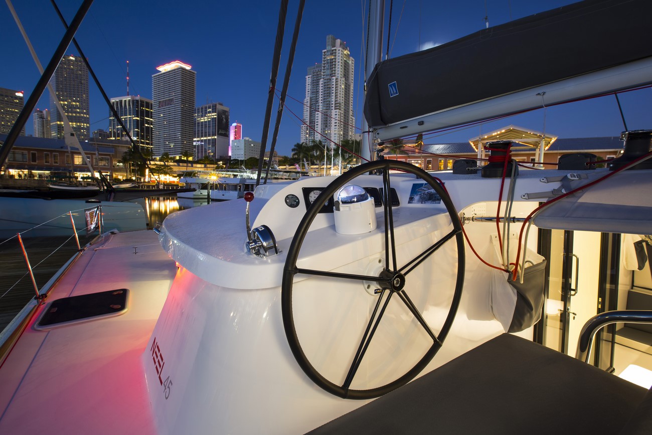 Interiors onboard Neel 45 in Miami, FL.