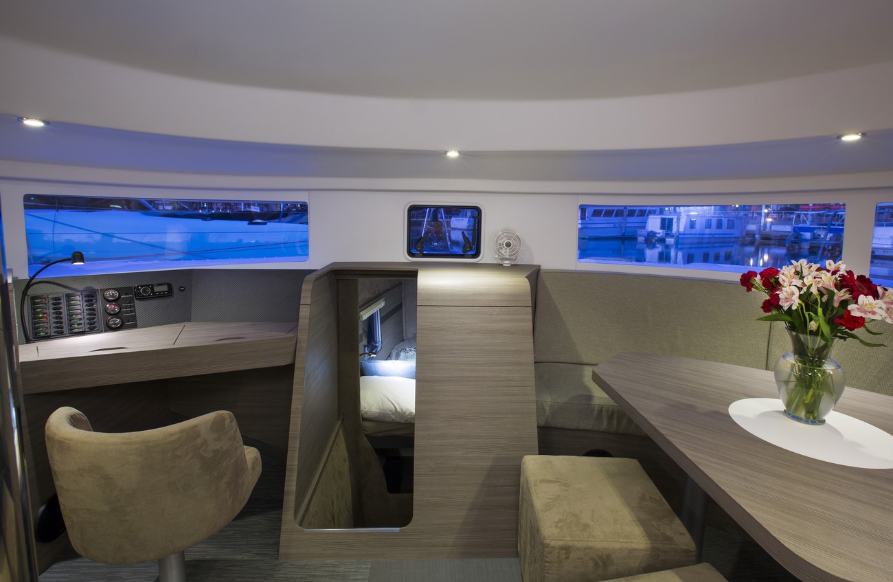Interiors onboard Neel 45 in Miami, FL.