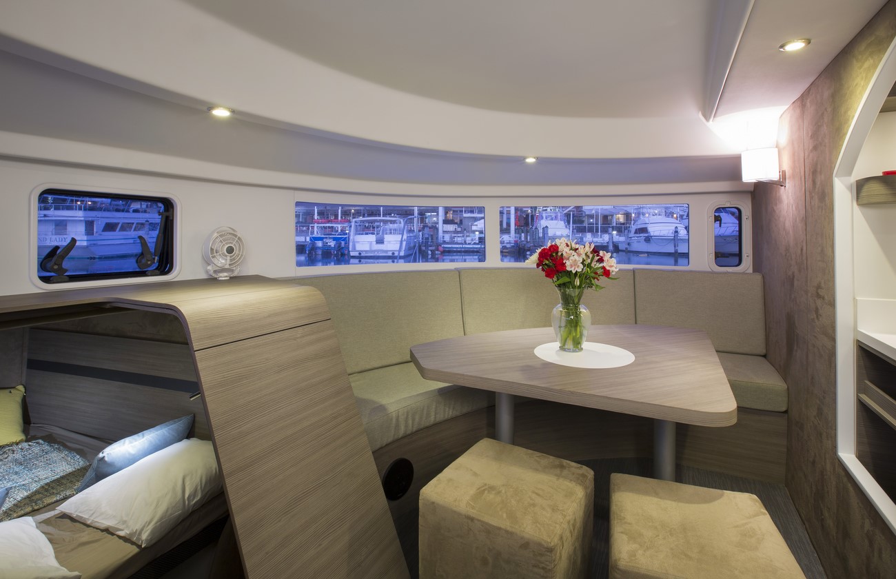 Interiors onboard Neel 45 in Miami, FL.