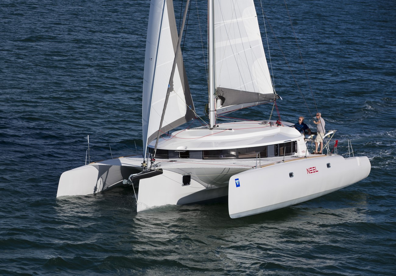 Neel trimaran sailing in Miami, FL.