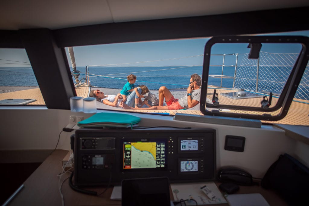 Enrico Tettamanti et sa famille à bord de son NEEL 51 : KAMANA 6